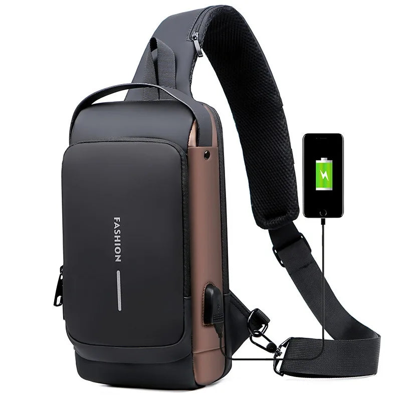 Travel Sling Bag Pack Messenger Pack Chest Bag for Male Fashion Multifunction Shoulder Bag Crossbody Bag on Shoulder