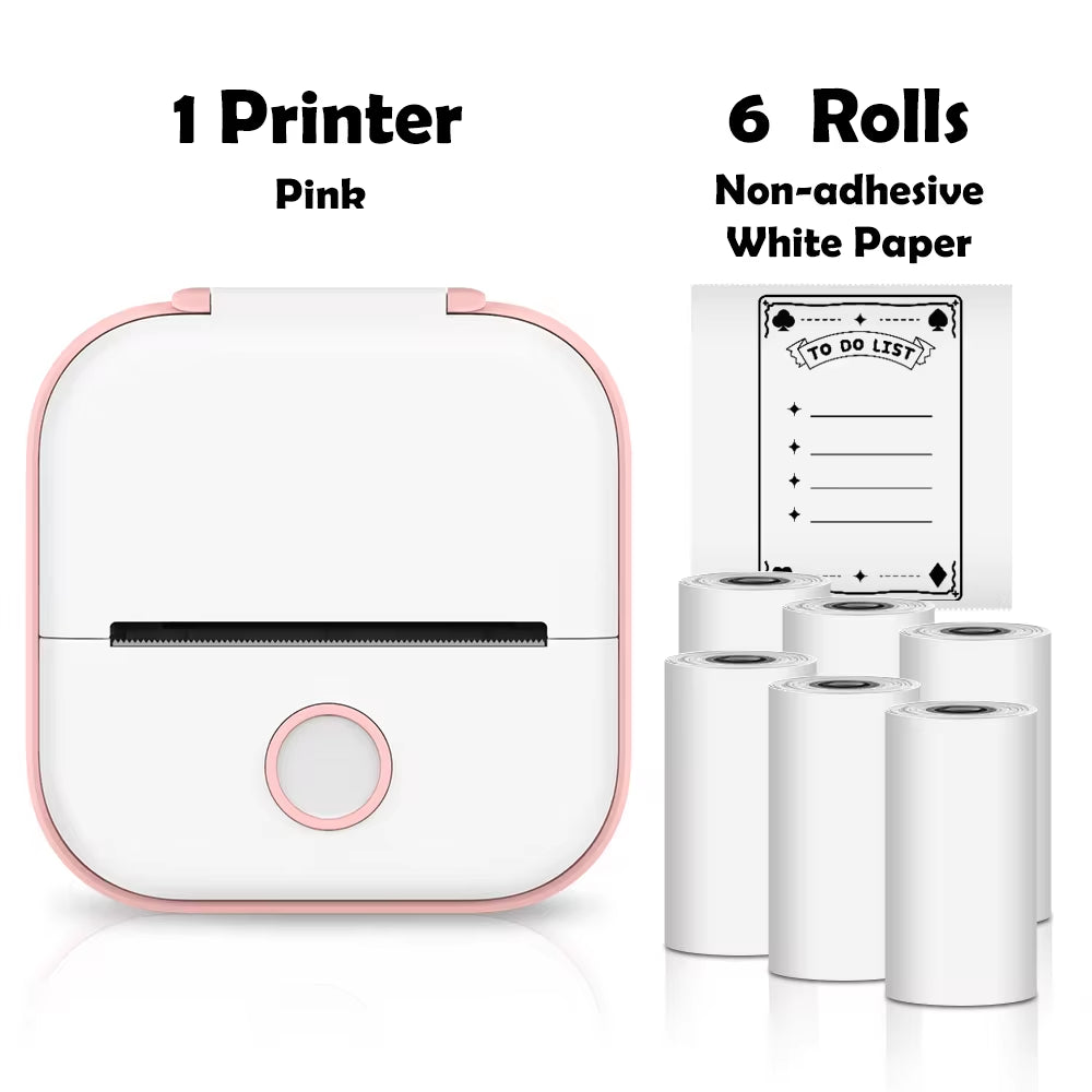 T02 Mini Printer Portable Printer Thermal Printing Sticker Wireless Inkless Pocket Printer Self-Adhesive Label Printer