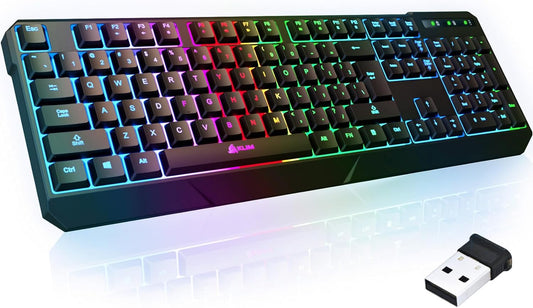 Chroma Wireless Gaming Keyboard RGB - Backlit Wireless Keyboard - Long-Lasting Rechargeable Battery - Quiet Water Resistant Ergonomic Keyboard - Teclado Gamer - PC PS5 PS4 Xbox One Mac - Black