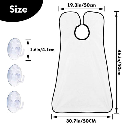 Beard Bib Apron,Father'S Day Gift Beard Trimming Catcher Bib for Shaving & Hair Clippings,Men'S Waterproof Non-Stick Beard Cape Grooming Cloth,With 3 Suction Cups - White