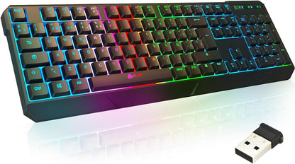 Chroma Wireless Gaming Keyboard RGB - Backlit Wireless Keyboard - Long-Lasting Rechargeable Battery - Quiet Water Resistant Ergonomic Keyboard - Teclado Gamer - PC PS5 PS4 Xbox One Mac - Black